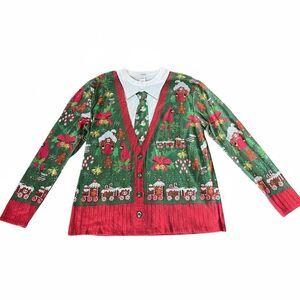 Faux Real Photorealistic Ugly Christmas Sweater Shirt XXL – Gingerbread Print